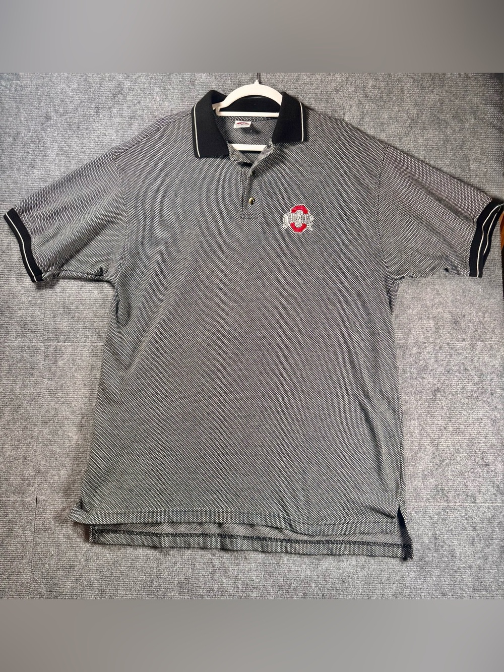 True Fan Ohio State Buckeyes Polo Shirt Men’s XL Black White Embroidered Logo
